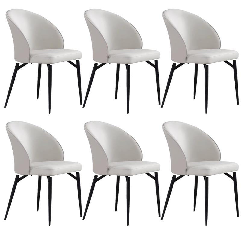 Leather Upholstered Dining Chair Contemporary Side Chair with Black Base Off-White 6 Piece Set Clearhalo 'Dining Chairs' 'Dining Tables & Seating' 'dining_chair' 'furn' 'furn_dining_chair' 'Furniture' 'Kitchen & Dining Furniture' 5310240