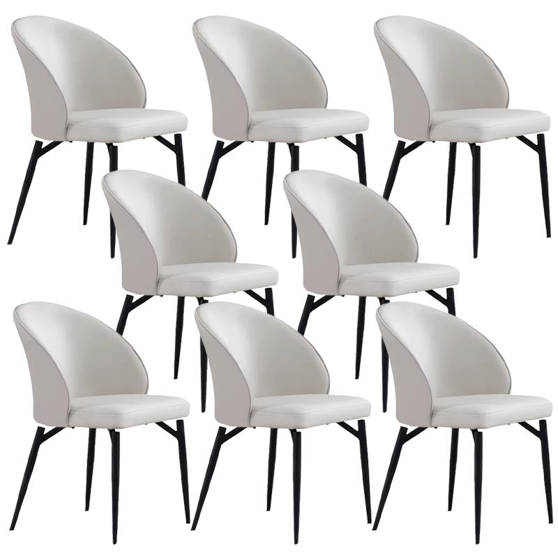 Leather Upholstered Dining Chair Contemporary Side Chair with Black Base Off-White 8 Piece Set Clearhalo 'Dining Chairs' 'Dining Tables & Seating' 'dining_chair' 'furn' 'furn_dining_chair' 'Furniture' 'Kitchen & Dining Furniture' 5310241