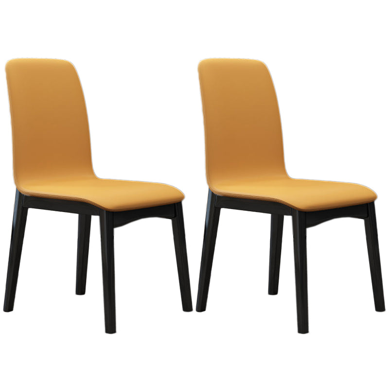 Contemporary Parsons Chair Upholstered Furniture in Matte Finish for Home Light Yellow 2 Piece Set Clearhalo 'Dining Chairs' 'Dining Tables & Seating' 'dining_chair' 'furn' 'furn_dining_chair' 'Furniture' 'Kitchen & Dining Furniture' 5310278