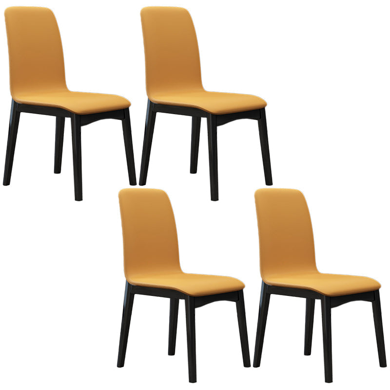 Contemporary Parsons Chair Upholstered Furniture in Matte Finish for Home Light Yellow 4 Piece Set Clearhalo 'Dining Chairs' 'Dining Tables & Seating' 'dining_chair' 'furn' 'furn_dining_chair' 'Furniture' 'Kitchen & Dining Furniture' 5310279