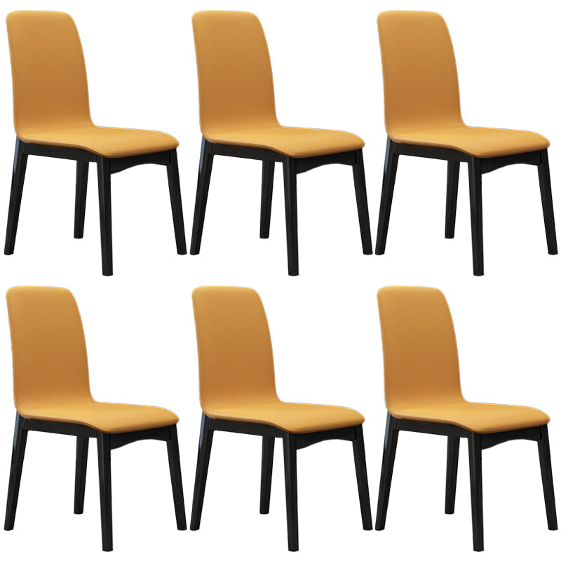 Contemporary Parsons Chair Upholstered Furniture in Matte Finish for Home Light Yellow 6 Piece Set Clearhalo 'Dining Chairs' 'Dining Tables & Seating' 'dining_chair' 'furn' 'furn_dining_chair' 'Furniture' 'Kitchen & Dining Furniture' 5310280