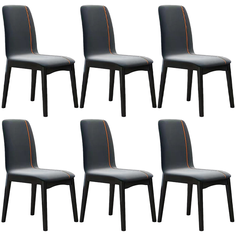 Contemporary Parsons Chair Upholstered Furniture in Matte Finish for Home Silver Gray 6 Piece Set Clearhalo 'Dining Chairs' 'Dining Tables & Seating' 'dining_chair' 'furn' 'furn_dining_chair' 'Furniture' 'Kitchen & Dining Furniture' 5310285