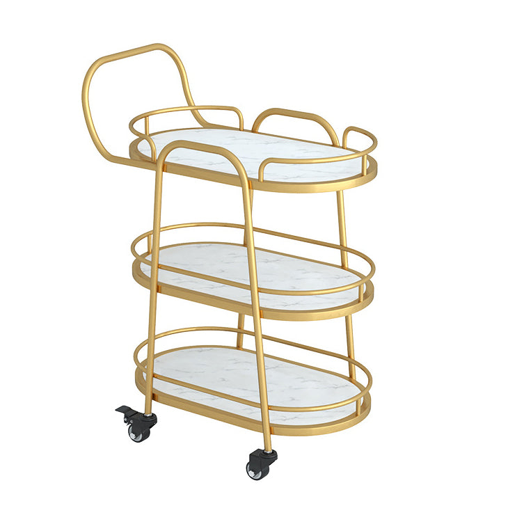 33.46" High Rolling Modern Prep Table Stone Prep Table for Dining Room White Gold Clearhalo 'furn' 'furn_kitchen_islands_carts' 'Furniture' 'Kitchen & Dining Furniture' 'Kitchen Islands & Carts' 'kitchen_islands_carts' 5310360