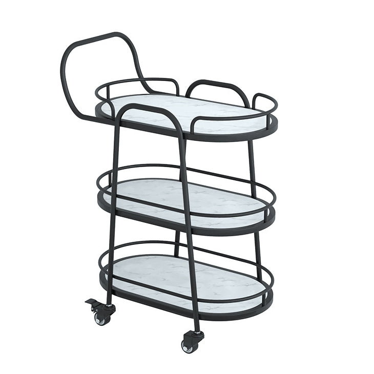 33.46" High Rolling Modern Prep Table Stone Prep Table for Dining Room White Black Clearhalo 'furn' 'furn_kitchen_islands_carts' 'Furniture' 'Kitchen & Dining Furniture' 'Kitchen Islands & Carts' 'kitchen_islands_carts' 5310365