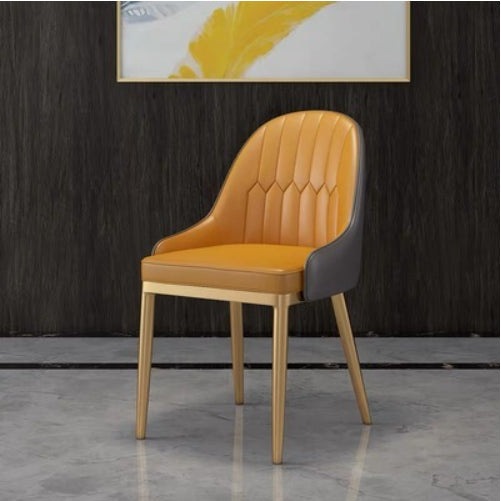 Glam Rectangle Dining Table Set 1/4/5 Pieces White Stone Top Dinette Set 1 Orange Chair Clearhalo 'Dining Room Sets' 'Dining Tables & Seating' 'dining_room_set' 'furn' 'furn_dining_room_set' 'Furniture' 'Kitchen & Dining Furniture' 5310413