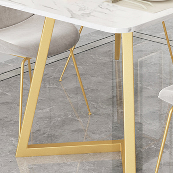 Glam Rectangle Dining Table Set 1/4/5 Pieces White Stone Top Dinette Set Clearhalo 'Dining Room Sets' 'Dining Tables & Seating' 'dining_room_set' 'furn' 'furn_dining_room_set' 'Furniture' 'Kitchen & Dining Furniture' 5310414