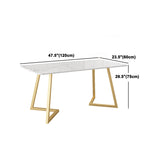 Glam Rectangle Dining Table Set 1/4/5 Pieces White Stone Top Dinette Set