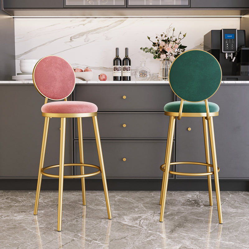 Nordic Glam Style Bar-stool Round Counter Bar-stool with Metal Legs for Home Clearhalo 'Bar Furniture' 'Bar Stools' 'bar_stools' 'furn' 'furn_bar_stools' 'Furniture' 'Kitchen & Dining Furniture' 5310528