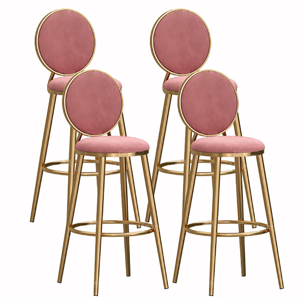 Nordic Glam Style Bar-stool Round Counter Bar-stool with Metal Legs for Home Pink 4 Piece Set Clearhalo 'Bar Furniture' 'Bar Stools' 'bar_stools' 'furn' 'furn_bar_stools' 'Furniture' 'Kitchen & Dining Furniture' 5310529