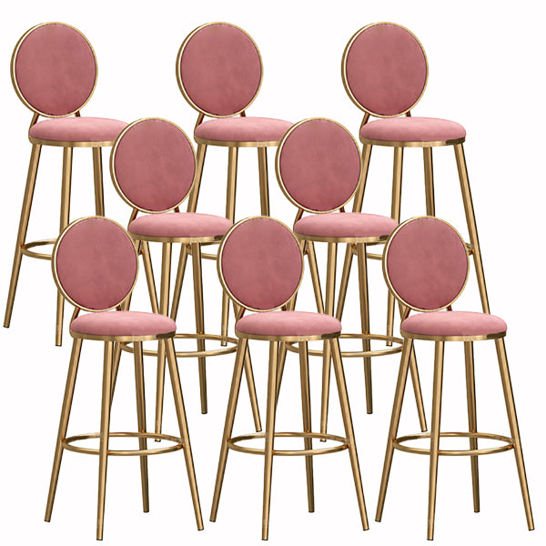 Nordic Glam Style Bar-stool Round Counter Bar-stool with Metal Legs for Home Pink 8 Piece Set Clearhalo 'Bar Furniture' 'Bar Stools' 'bar_stools' 'furn' 'furn_bar_stools' 'Furniture' 'Kitchen & Dining Furniture' 5310531