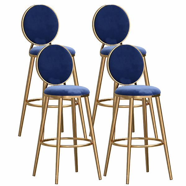 Nordic Glam Style Bar-stool Round Counter Bar-stool with Metal Legs for Home Blue 4 Piece Set Clearhalo 'Bar Furniture' 'Bar Stools' 'bar_stools' 'furn' 'furn_bar_stools' 'Furniture' 'Kitchen & Dining Furniture' 5310532