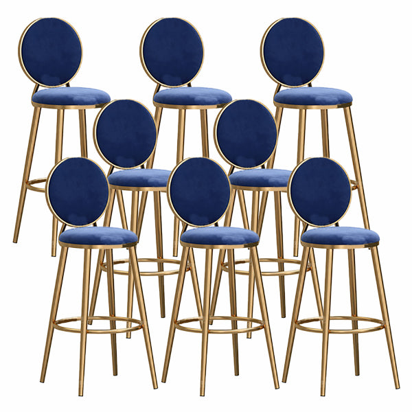 Nordic Glam Style Bar-stool Round Counter Bar-stool with Metal Legs for Home Blue 8 Piece Set Clearhalo 'Bar Furniture' 'Bar Stools' 'bar_stools' 'furn' 'furn_bar_stools' 'Furniture' 'Kitchen & Dining Furniture' 5310535