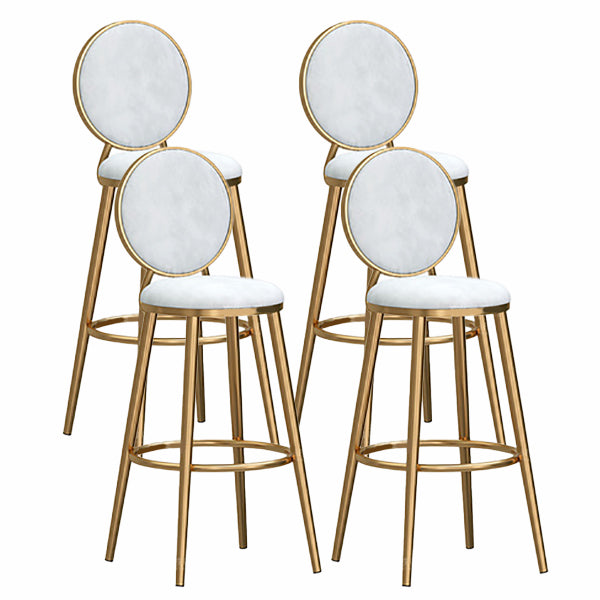 Nordic Glam Style Bar-stool Round Counter Bar-stool with Metal Legs for Home White 4 Piece Set Clearhalo 'Bar Furniture' 'Bar Stools' 'bar_stools' 'furn' 'furn_bar_stools' 'Furniture' 'Kitchen & Dining Furniture' 5310537