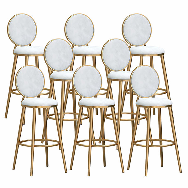 Nordic Glam Style Bar-stool Round Counter Bar-stool with Metal Legs for Home White 8 Piece Set Clearhalo 'Bar Furniture' 'Bar Stools' 'bar_stools' 'furn' 'furn_bar_stools' 'Furniture' 'Kitchen & Dining Furniture' 5310539