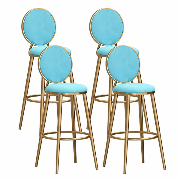 Nordic Glam Style Bar-stool Round Counter Bar-stool with Metal Legs for Home Sky Blue 4 Piece Set Clearhalo 'Bar Furniture' 'Bar Stools' 'bar_stools' 'furn' 'furn_bar_stools' 'Furniture' 'Kitchen & Dining Furniture' 5310541
