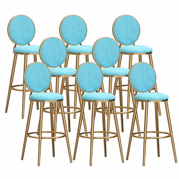 Nordic Glam Style Bar-stool Round Counter Bar-stool with Metal Legs for Home Sky Blue 8 Piece Set Clearhalo 'Bar Furniture' 'Bar Stools' 'bar_stools' 'furn' 'furn_bar_stools' 'Furniture' 'Kitchen & Dining Furniture' 5310542