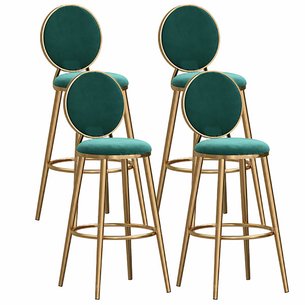 Nordic Glam Style Bar-stool Round Counter Bar-stool with Metal Legs for Home Green 4 Piece Set Clearhalo 'Bar Furniture' 'Bar Stools' 'bar_stools' 'furn' 'furn_bar_stools' 'Furniture' 'Kitchen & Dining Furniture' 5310544
