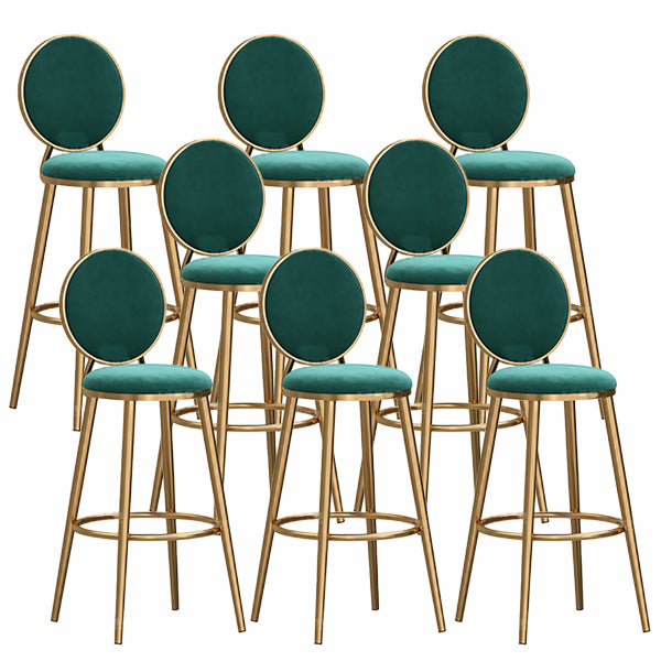 Nordic Glam Style Bar-stool Round Counter Bar-stool with Metal Legs for Home Green 8 Piece Set Clearhalo 'Bar Furniture' 'Bar Stools' 'bar_stools' 'furn' 'furn_bar_stools' 'Furniture' 'Kitchen & Dining Furniture' 5310546