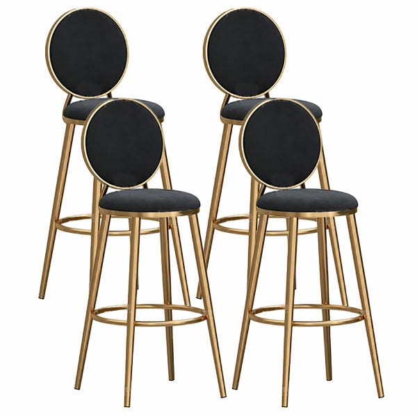 Nordic Glam Style Bar-stool Round Counter Bar-stool with Metal Legs for Home Black 4 Piece Set Clearhalo 'Bar Furniture' 'Bar Stools' 'bar_stools' 'furn' 'furn_bar_stools' 'Furniture' 'Kitchen & Dining Furniture' 5310548