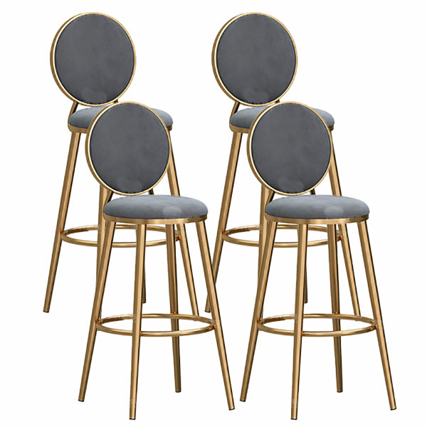 Nordic Glam Style Bar-stool Round Counter Bar-stool with Metal Legs for Home Grey 4 Piece Set Clearhalo 'Bar Furniture' 'Bar Stools' 'bar_stools' 'furn' 'furn_bar_stools' 'Furniture' 'Kitchen & Dining Furniture' 5310552