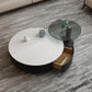 Round Stone Top Coffee Table Mid-Century Modern Cocktail Table Clearhalo 'Coffee & Accent Tables' 'Coffee Tables' 'coffee_tables' 'furn' 'furn_coffee_tables' 'Furniture' 'Living Room Furniture' 5311229