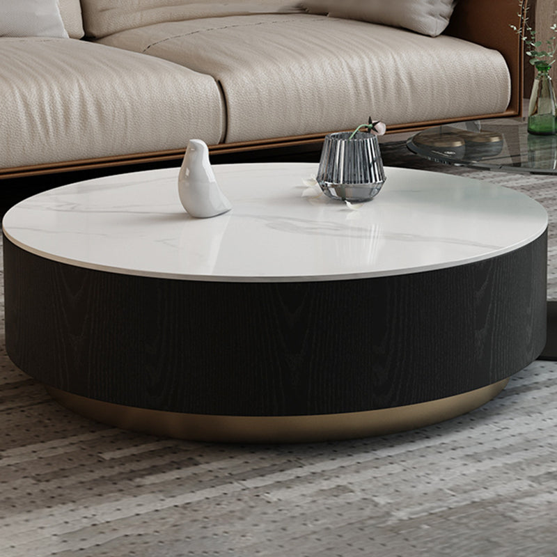 Round Stone Top Coffee Table Mid-Century Modern Cocktail Table Clearhalo 'Coffee & Accent Tables' 'Coffee Tables' 'coffee_tables' 'furn' 'furn_coffee_tables' 'Furniture' 'Living Room Furniture' 5311230