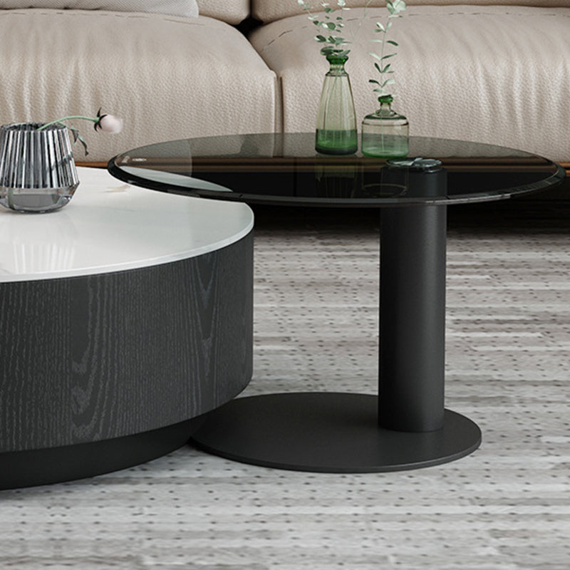 Round Stone Top Coffee Table Mid-Century Modern Cocktail Table Clearhalo 'Coffee & Accent Tables' 'Coffee Tables' 'coffee_tables' 'furn' 'furn_coffee_tables' 'Furniture' 'Living Room Furniture' 5311233