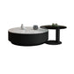 Round Stone Top Coffee Table Mid-Century Modern Cocktail Table Black Clearhalo 'Coffee & Accent Tables' 'Coffee Tables' 'coffee_tables' 'furn' 'furn_coffee_tables' 'Furniture' 'Living Room Furniture' 5311235
