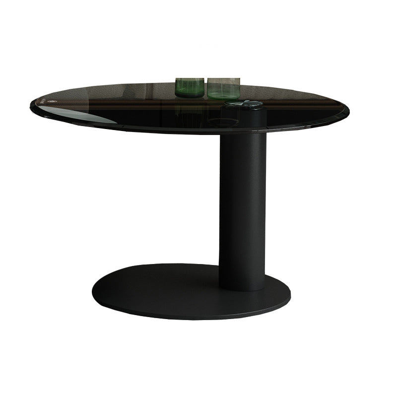 Round Stone Top Coffee Table Mid-Century Modern Cocktail Table Black Clearhalo 'Coffee & Accent Tables' 'Coffee Tables' 'coffee_tables' 'furn' 'furn_coffee_tables' 'Furniture' 'Living Room Furniture' 5311236