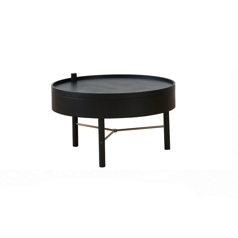 Scandinavian Round 1 Single Coffee Table Solid Wood Cocktail Table 24"L x 24"W x 14"H Black Clearhalo 'Coffee & Accent Tables' 'Coffee Tables' 'coffee_tables' 'furn' 'furn_coffee_tables' 'Furniture' 'Living Room Furniture' 5311268
