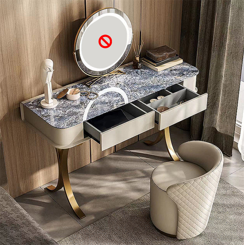 Vanité de maquillage de la chambre 31,5 "/35.4" /39.4 "de large, commode de haut en pierre verte / bleue