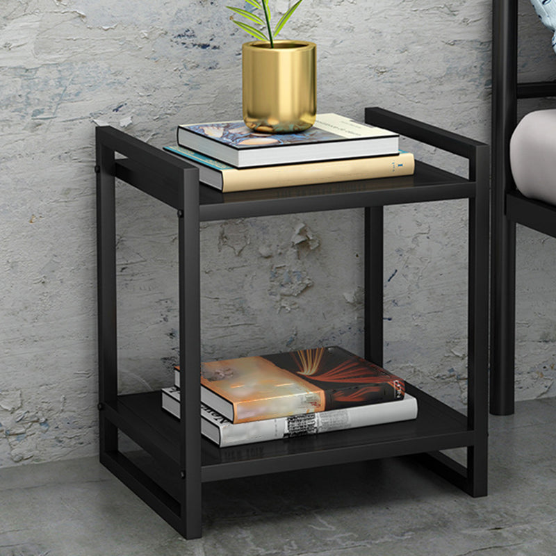 Modern Style with Storage Rack White/black Metal Iron Nightstand 16"L x 12"W x 20"H Black Clearhalo 'Bedroom Furniture' 'furn' 'furn_night_stand' 'Furniture' 'night_stand' 'Nightstands' 5311449