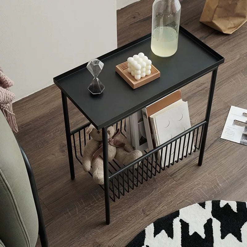Modern Style with Storage Rack White/black Metal Iron Nightstand Clearhalo 'Bedroom Furniture' 'furn' 'furn_night_stand' 'Furniture' 'night_stand' 'Nightstands' 5311452