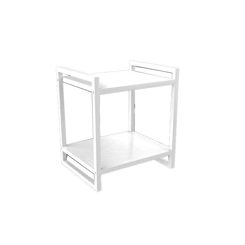 Modern Style with Storage Rack White/black Metal Iron Nightstand 16"L x 12"W x 20"H Matte White Clearhalo 'Bedroom Furniture' 'furn' 'furn_night_stand' 'Furniture' 'night_stand' 'Nightstands' 5311455