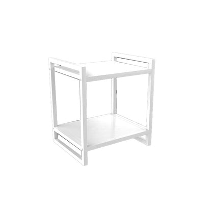 Modern Style with Storage Rack White/black Metal Iron Nightstand 16"L x 12"W x 20"H Matte White Clearhalo 'Bedroom Furniture' 'furn' 'furn_night_stand' 'Furniture' 'night_stand' 'Nightstands' 5311455