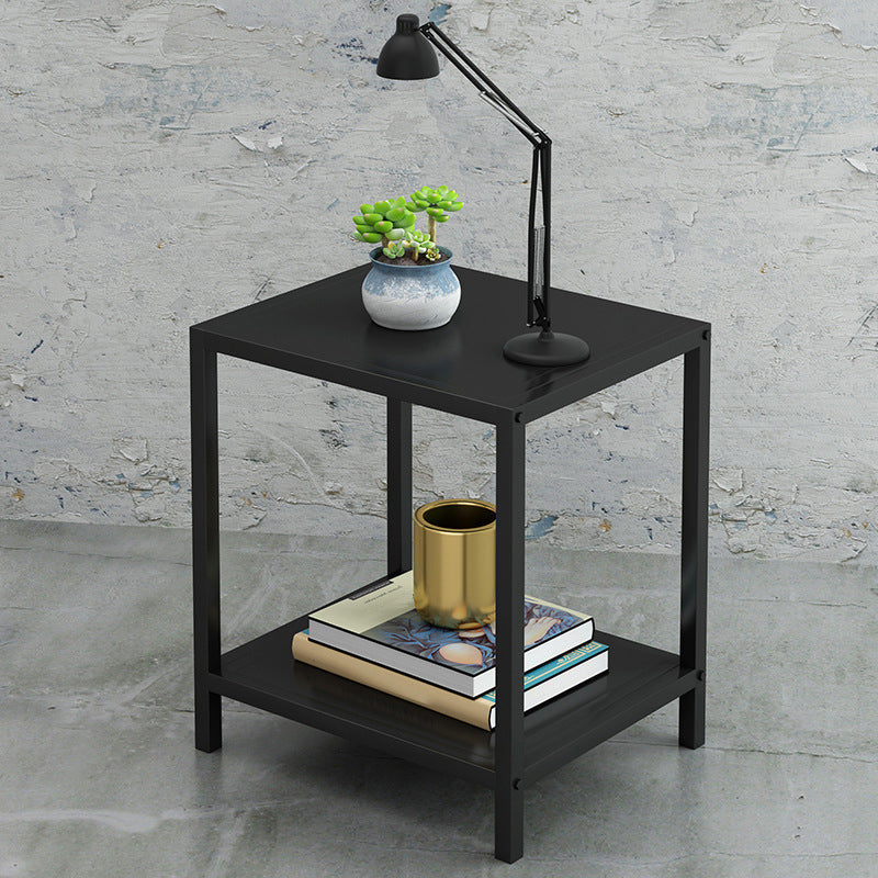 Modern Style with Storage Rack White/black Metal Iron Nightstand 16"L x 12"W x 20"H Matte Black Clearhalo 'Bedroom Furniture' 'furn' 'furn_night_stand' 'Furniture' 'night_stand' 'Nightstands' 5311460