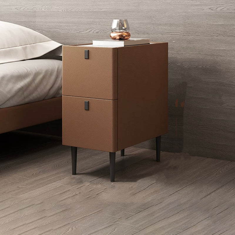Modern Style Leather Polychromatic Choice of Black Cabinet Leg Nightstand Brown Clearhalo 'Bedroom Furniture' 'furn' 'furn_night_stand' 'Furniture' 'night_stand' 'Nightstands' 5311521
