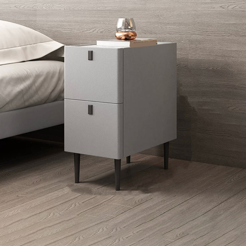 Modern Style Leather Polychromatic Choice of Black Cabinet Leg Nightstand Light Gray Clearhalo 'Bedroom Furniture' 'furn' 'furn_night_stand' 'Furniture' 'night_stand' 'Nightstands' 5311524