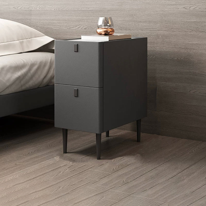 Modern Style Leather Polychromatic Choice of Black Cabinet Leg Nightstand Dark Gray Clearhalo 'Bedroom Furniture' 'furn' 'furn_night_stand' 'Furniture' 'night_stand' 'Nightstands' 5311525