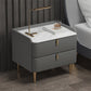Massivholz Rahmen zwei Schubladen Ledergrau/Khaki/Beige/Blau Gold Tischbein Nachttisch