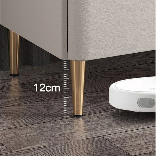 Massivholz Rahmen zwei Schubladen Ledergrau/Khaki/Beige/Blau Gold Tischbein Nachttisch