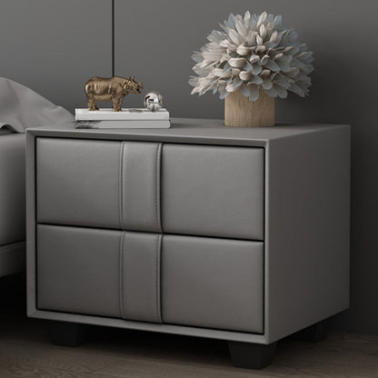 Modern Style with Two Drawer Grey/off-white/brown/leather Nightstand