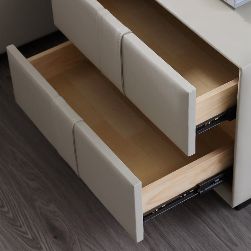 Style moderne avec deux tiroirs gris / blanc / marron / table de nuit en cuir