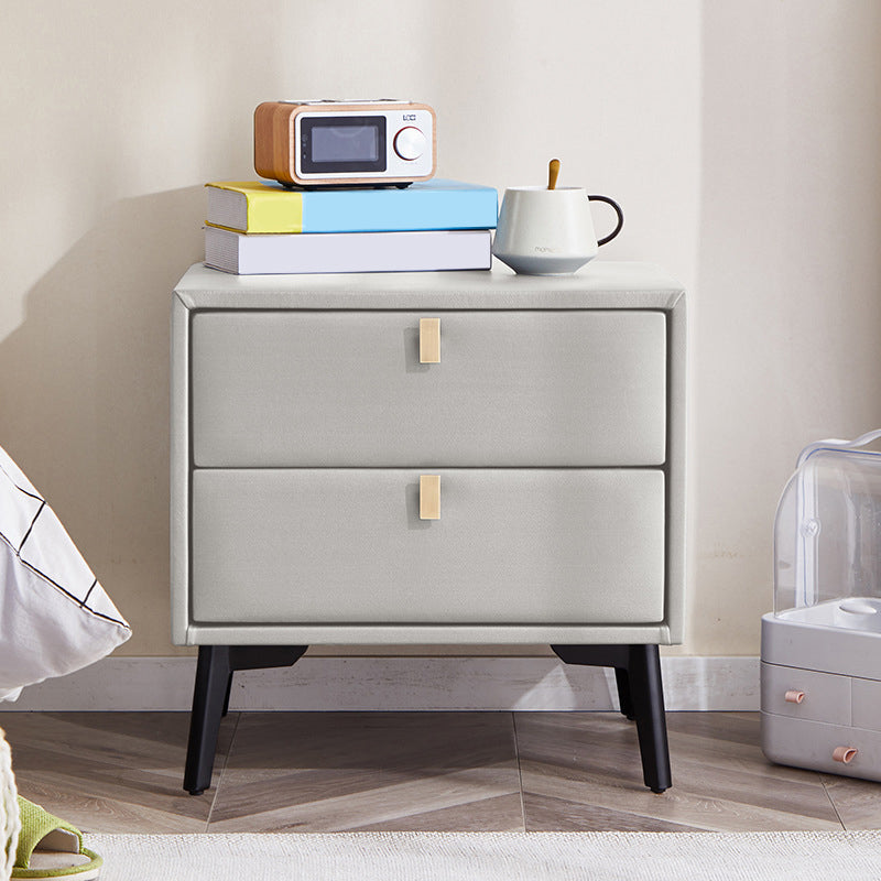 Modern Style with Two Drawers and a Choice of Color Leather Nightstand