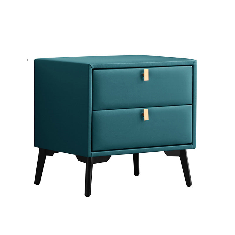 Modern Style with Two Drawers and a Choice of Color Leather Nightstand