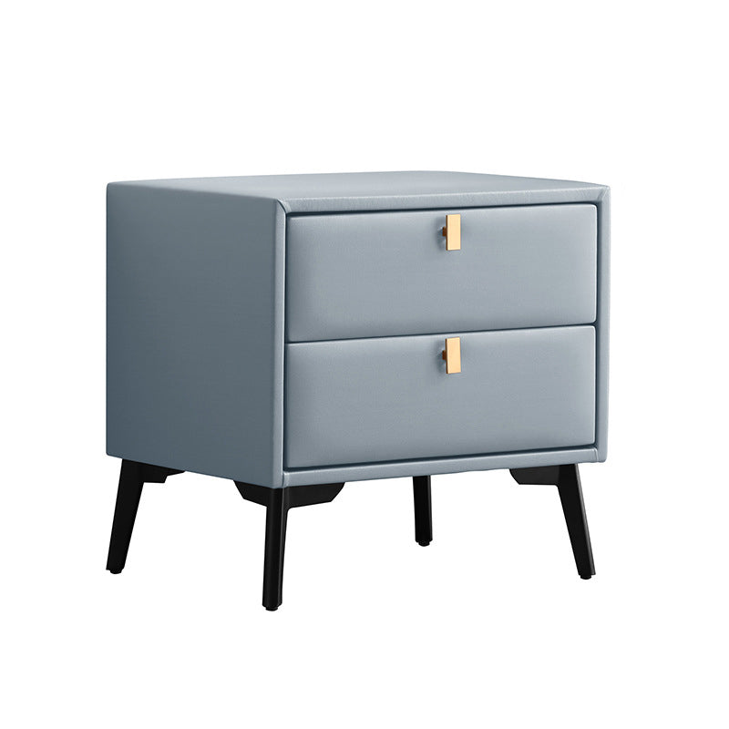 Modern Style with Two Drawers and a Choice of Color Leather Nightstand