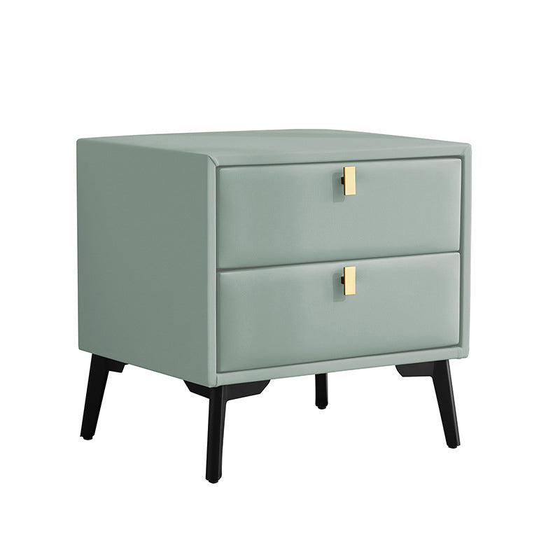 Modern Style with Two Drawers and a Choice of Color Leather Nightstand