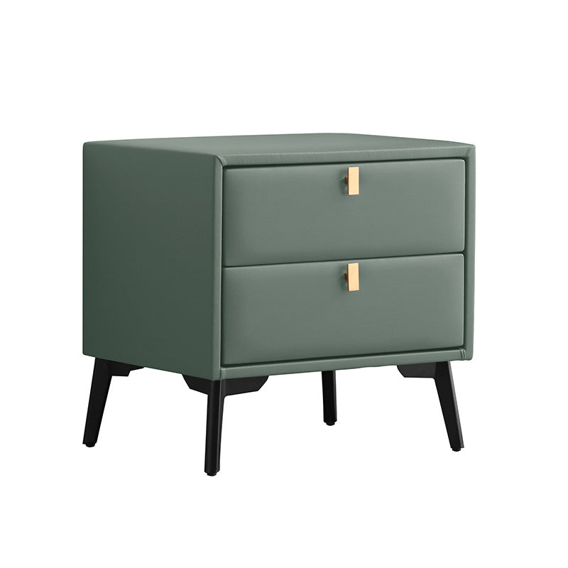 Modern Style with Two Drawers and a Choice of Color Leather Nightstand