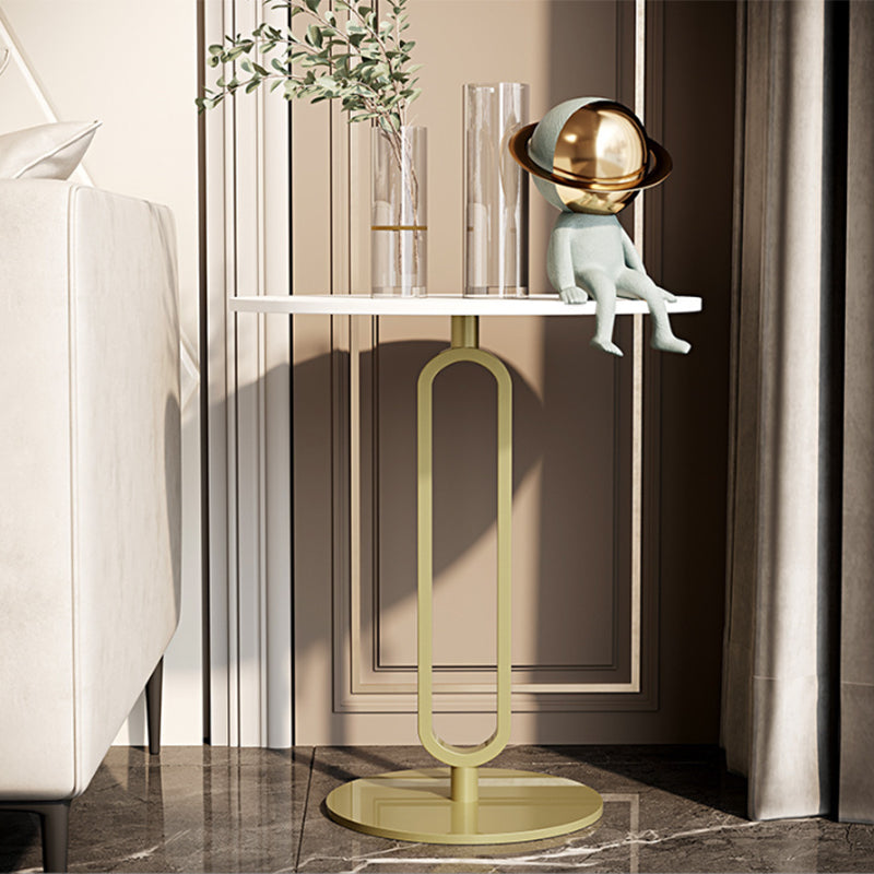 21.65" Tall Pedestal Side Table Mid-Century Modern Round Stone Top End Table