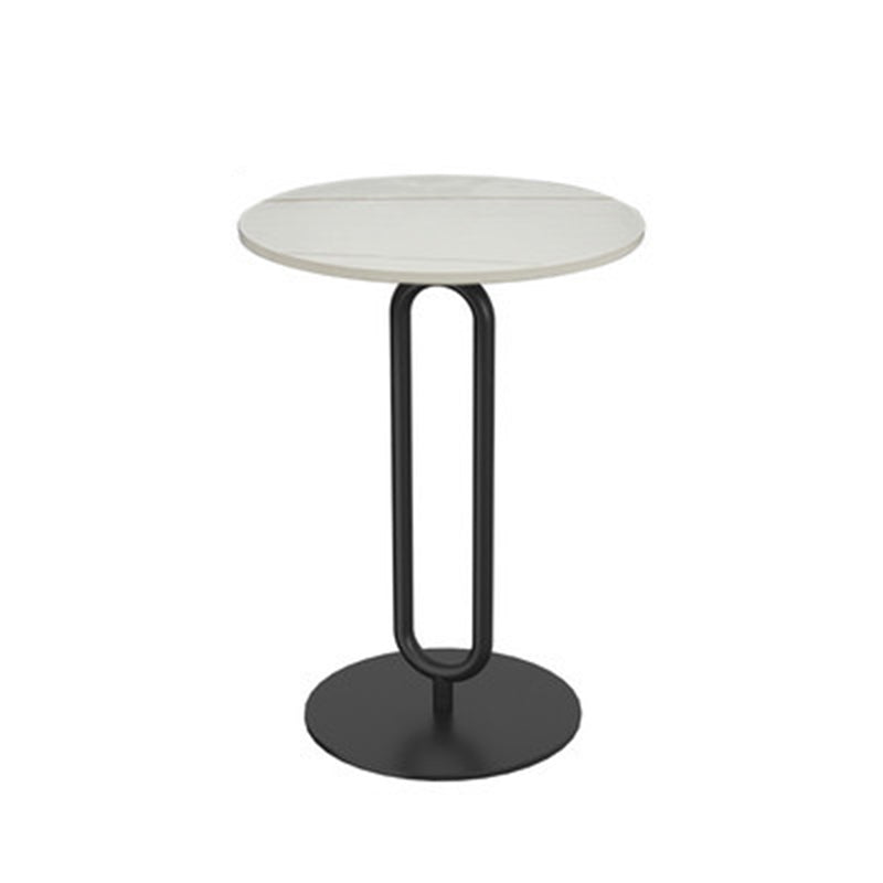 21.65" Tall Pedestal Side Table Mid-Century Modern Round Stone Top End Table